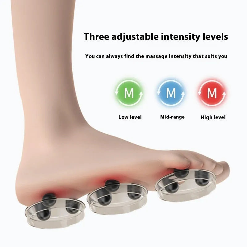 Multifunctional foot massager with kneading nodes and infrared physiotherapy in black, orange, green, and red colours