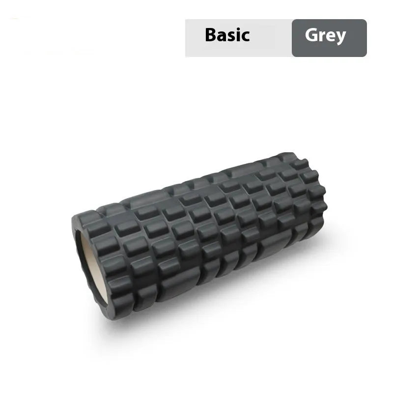 EVA foam roller for fitness in multiple colours and sizes including black, grey, pink, and blue