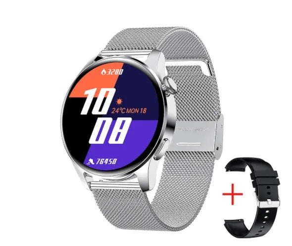 Smart watch with colour touch screen showing heart rate data, with a black silicone sports strap on a wrist.