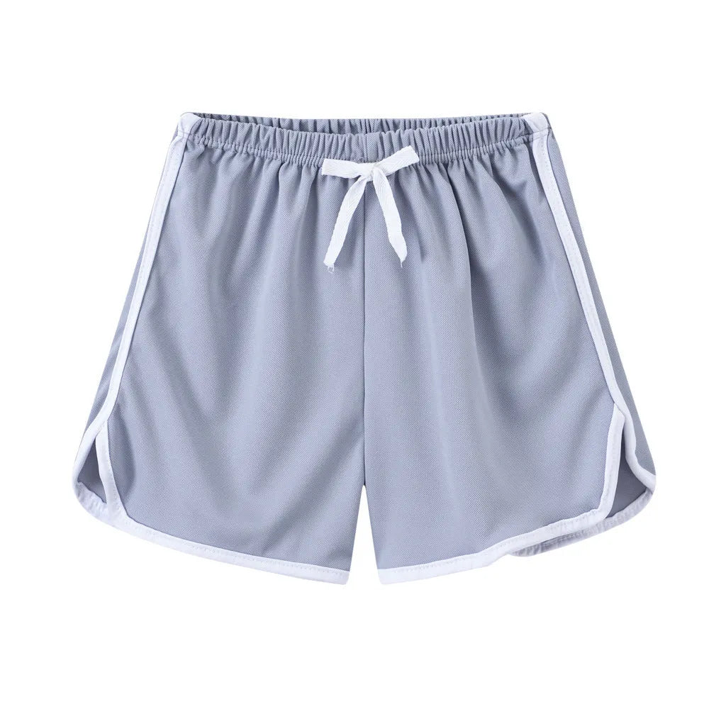 Children's casual polyester shorts in multiple colours including pink, leopard print and striped patterns