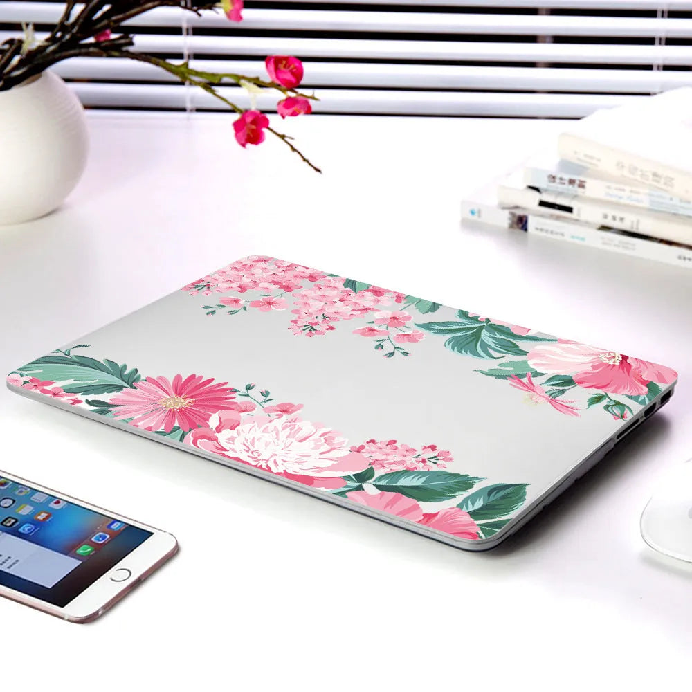 Hard plastic protective shell with floral pattern for MacBook Air 11 or MacBook Pro 12 Retina laptops