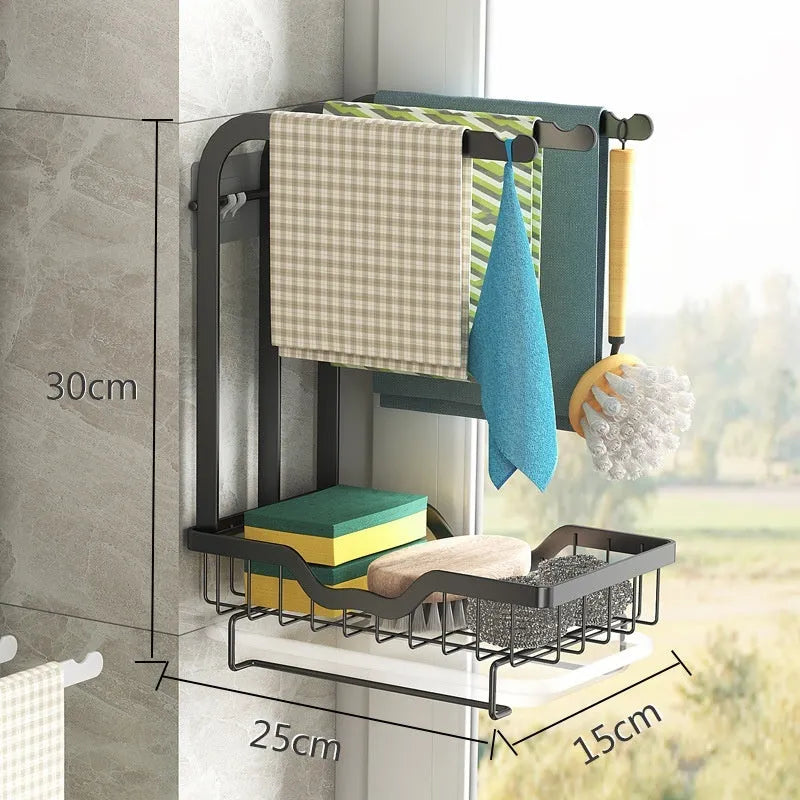 Foldable plastic kitchen storage rack in new Chinese style for rag drying
