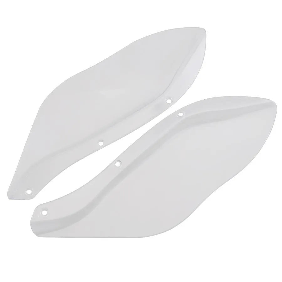 Pair of black and transparent ABS plastic side wing windshield covers for Harley-Davidson Touring motorcycle.