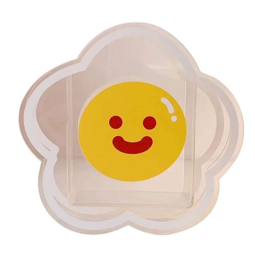 Square clear acrylic storage box with colourful character designs for pens and stationery
