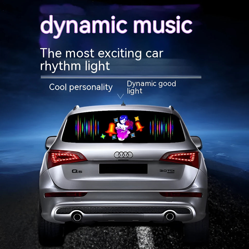 Car music voice control rhythm lamp with electroluminescent panel showing themed light pattern