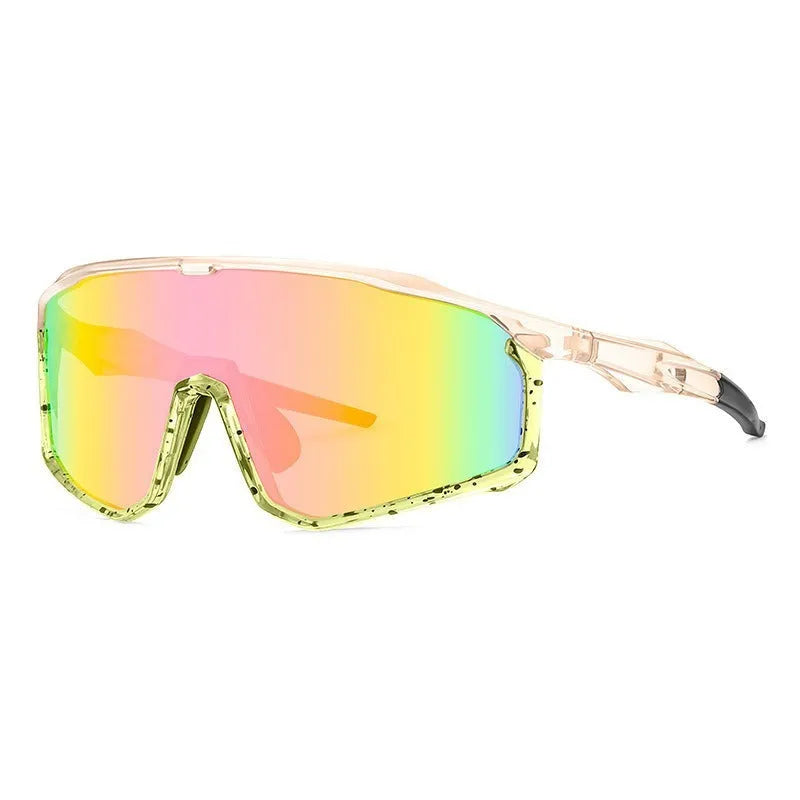 Full-frame mountaineering goggles for climbing with colourful UV-protective lenses on a black background.