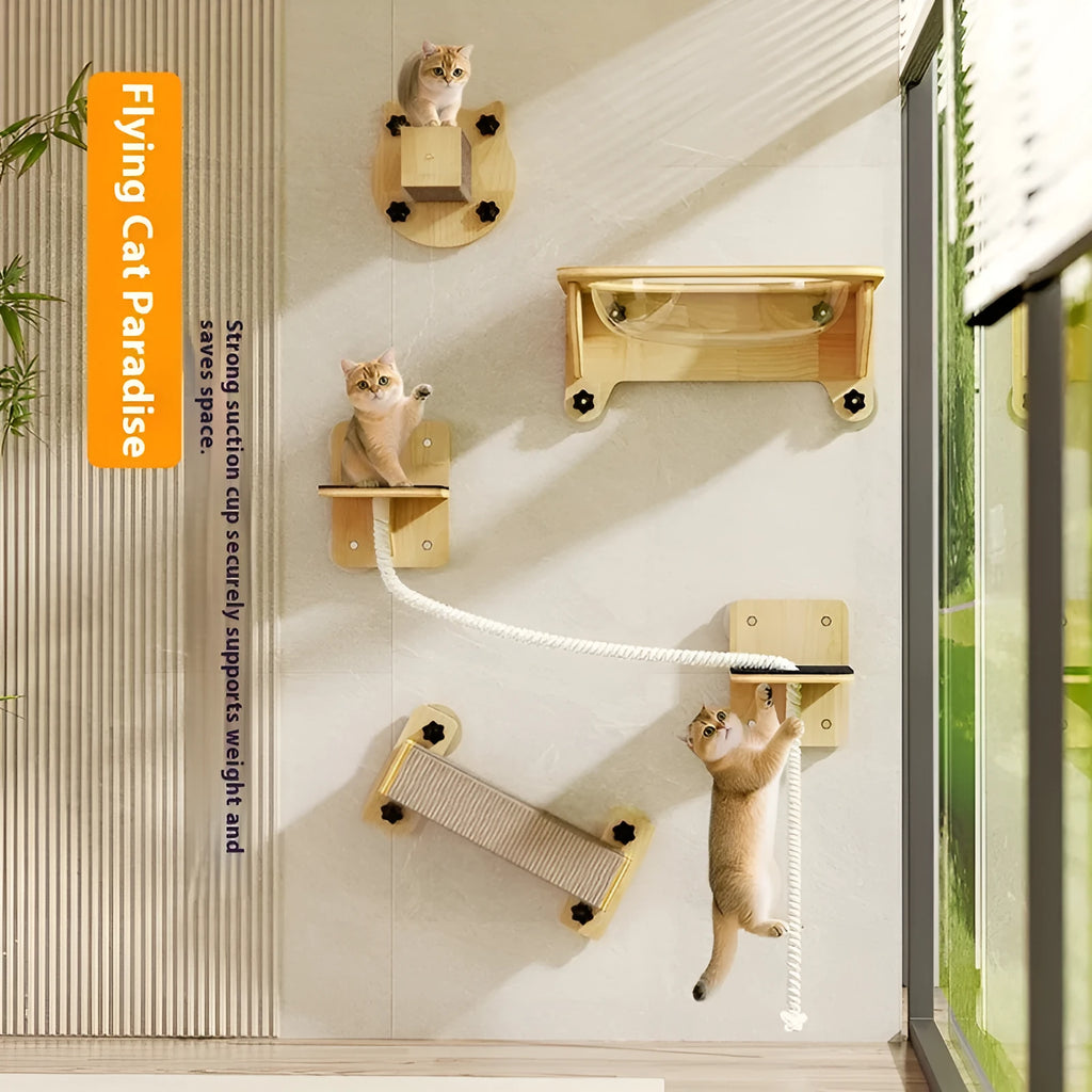 Cat climbing frame with sisal scratching surface in space capsule, square column, or cat head design options