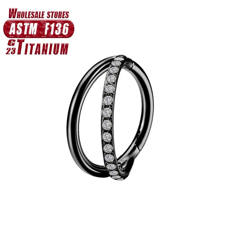 Titanium alloy nose ring body piercing jewellery with diamond treatment in multiple colour finishes