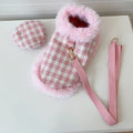 Pink cat clothing set with beret and cape for pet costume wear