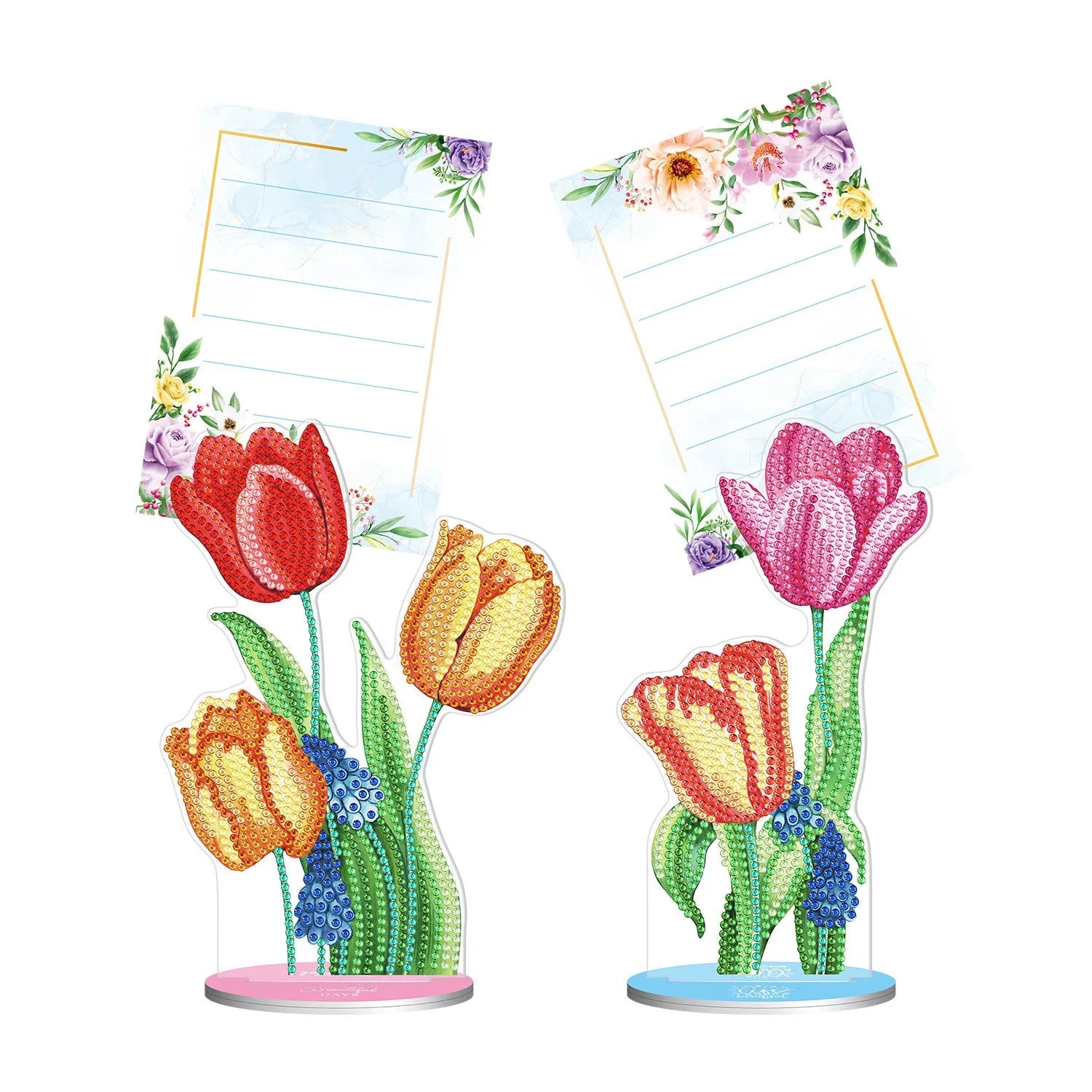 Handmade frameless diamond painting note clip decoration in American style, shown with colourful artwork.