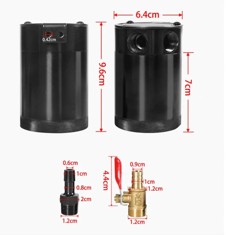 Aluminium automotive oil pot in black or silver with two-hole breathable design