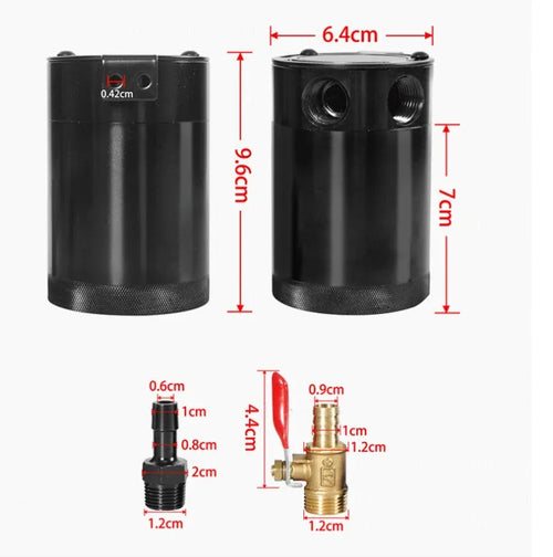 Aluminium automotive oil pot in black or silver with two-hole breathable design