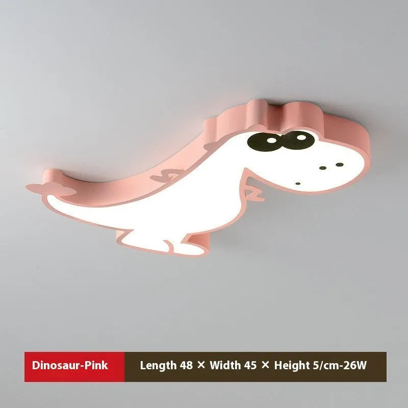48cm cartoon dinosaur ceiling light with PVC shade and aluminium body in green or pink for bedroom