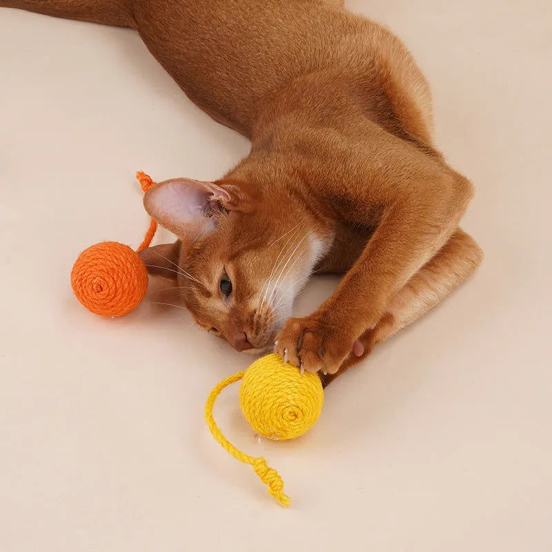 Cat toy set with teaser stick and bite-resistant catnip ball in blue, green, and red yellow blue colours