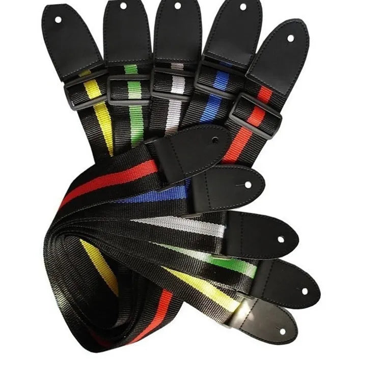 Universal woven crossbody instrument strap for guitar, bass, and ukulele in multiple colour options