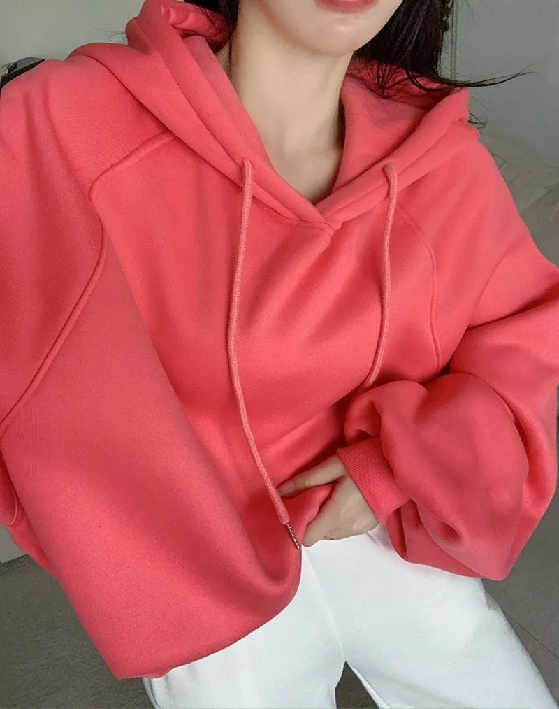 Women's watermelon red mulberry silk hooded sweater sleeveless pullover