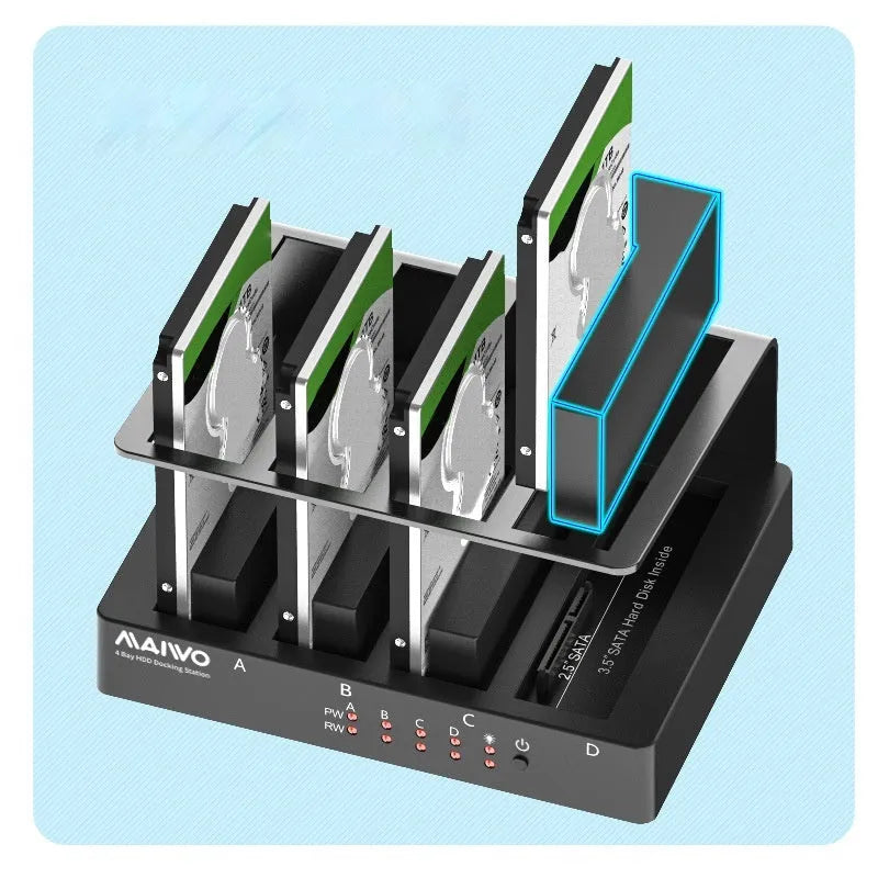 K305BU3S external four-bay hard drive docking station with cables and four 2.5-inch brackets
