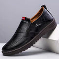 Men's spring leather slip-on shoes in artificial PU with round toe and lace-up closure