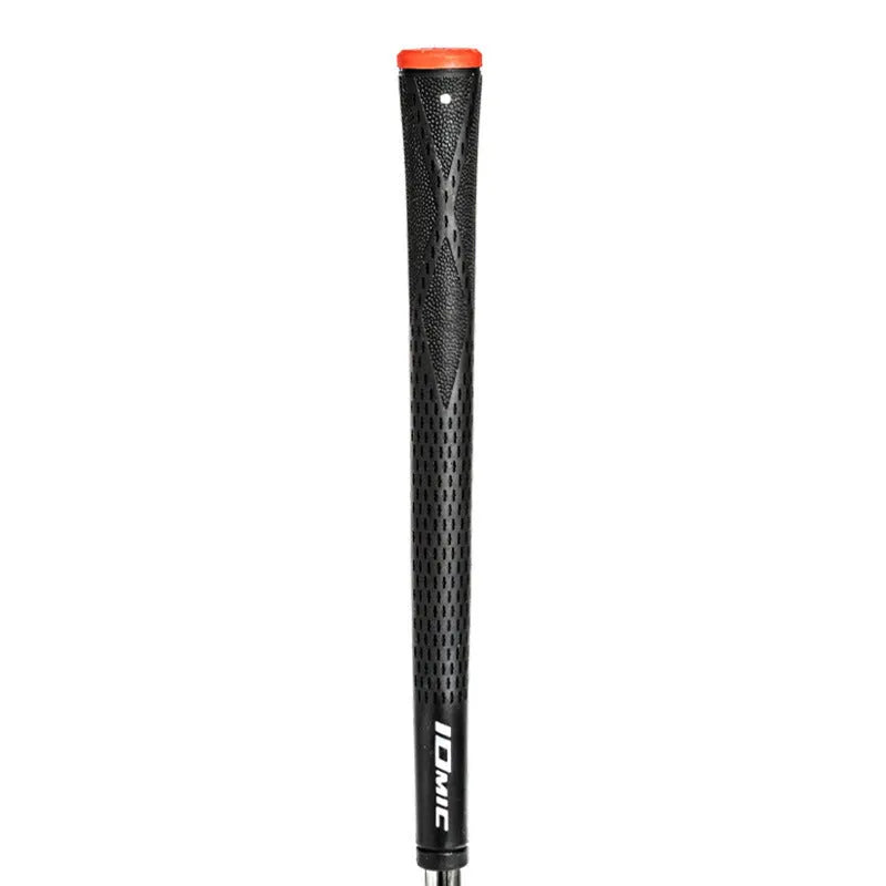 TPE non-slip golf club grip shown in multiple colour options including red, blue, and black.