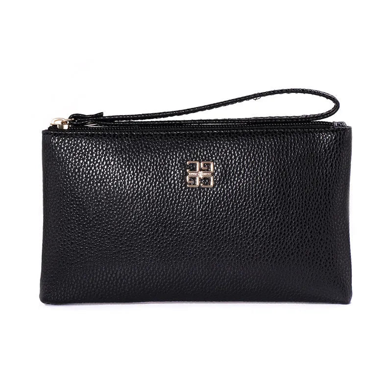 Long solid colour PU leather phone wallet handbag with zipper closure in multiple colour options