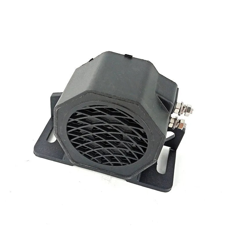 Black GQ-208A universal vehicle reversing horn buzzer unit on white background
