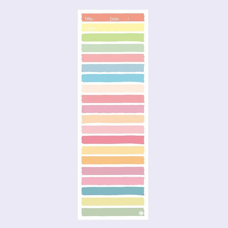 Cartoon student notepad with plastic cover in colour-striped designs measuring 90x248mm