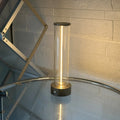 Modern white glass LED line light with magnetic base for USB rechargeable accent lighting