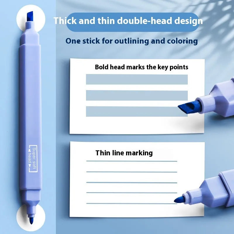 Pack of double-ended fluorescent highlighter pens with chisel nibs in mixed colours