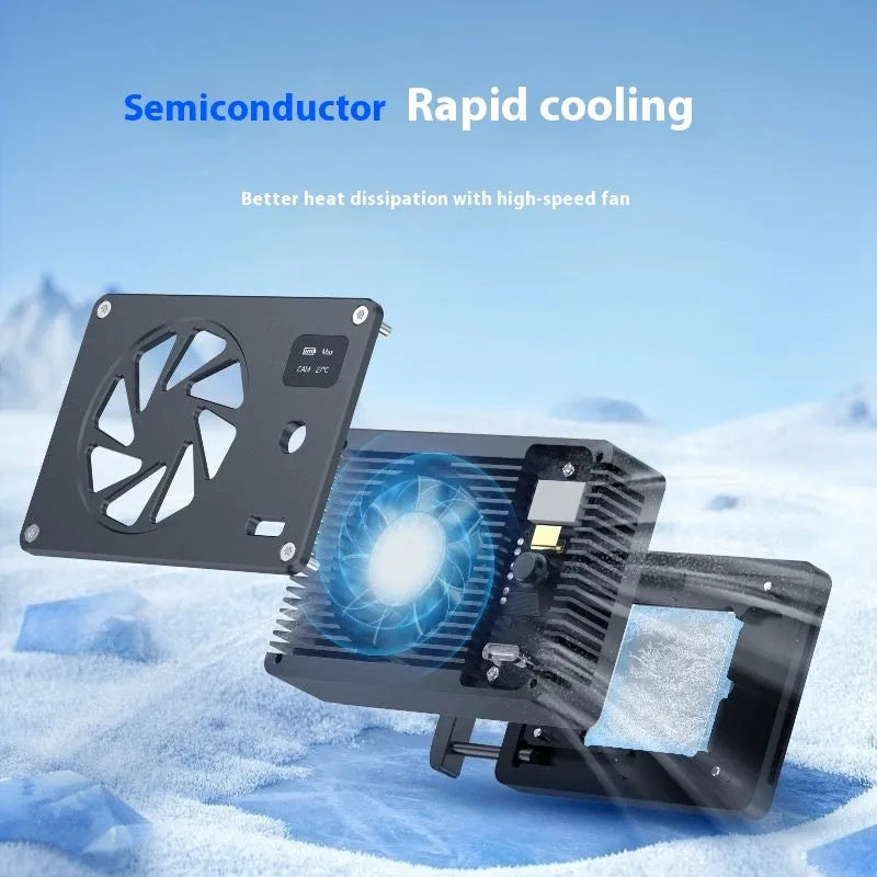Black aluminium alloy computer cooling radiator measuring 89 x 52 x 25.95 mm with power cord