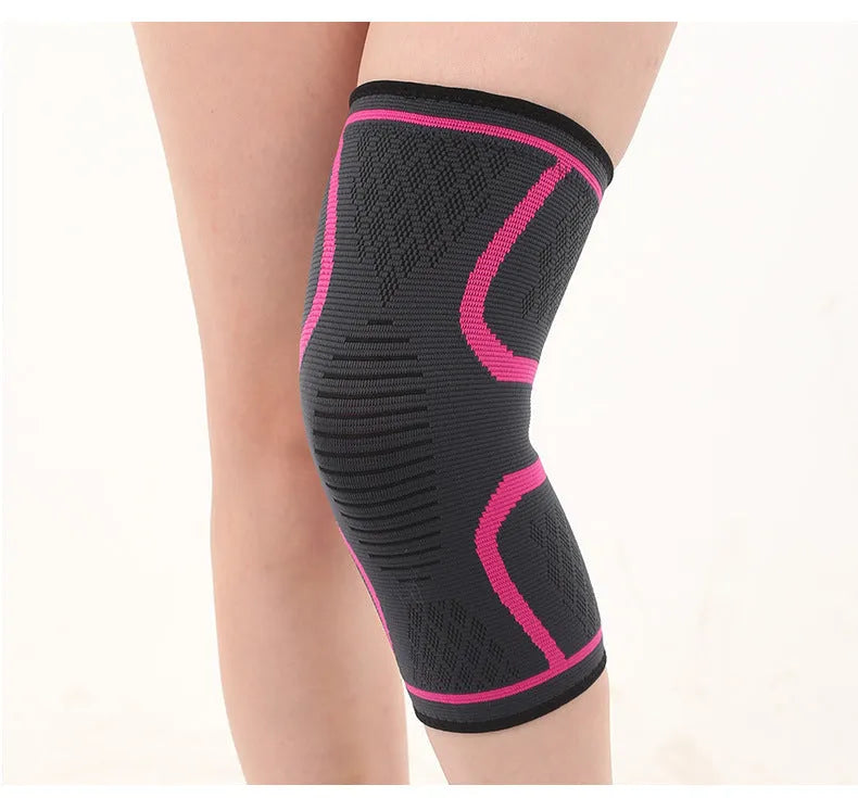 Black double corrugated non-slip sports kneecaps for basketball and running.