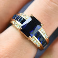 Personalised unisex ring with cubic zirconia stones in sunflower and square designs