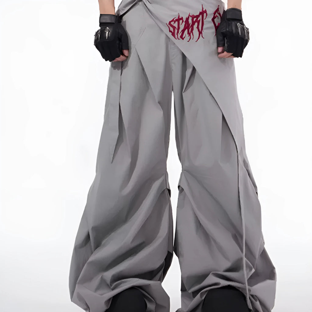 Boys Korean style wide-leg summer trousers in black solid colour
