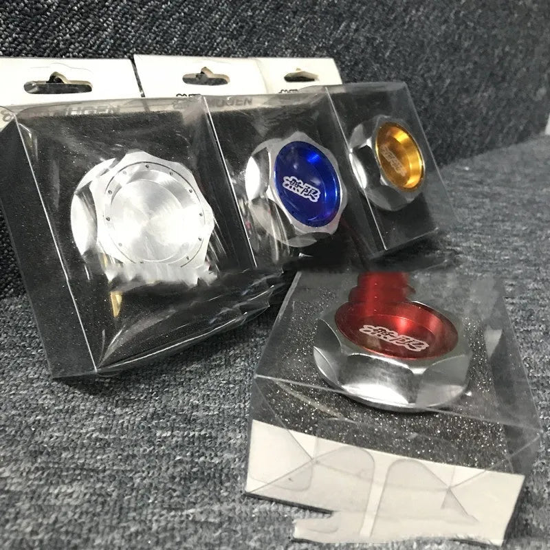 Aluminium alloy oil filter cap for Honda in six colour options: red, blue, silver, black, purple, gold.