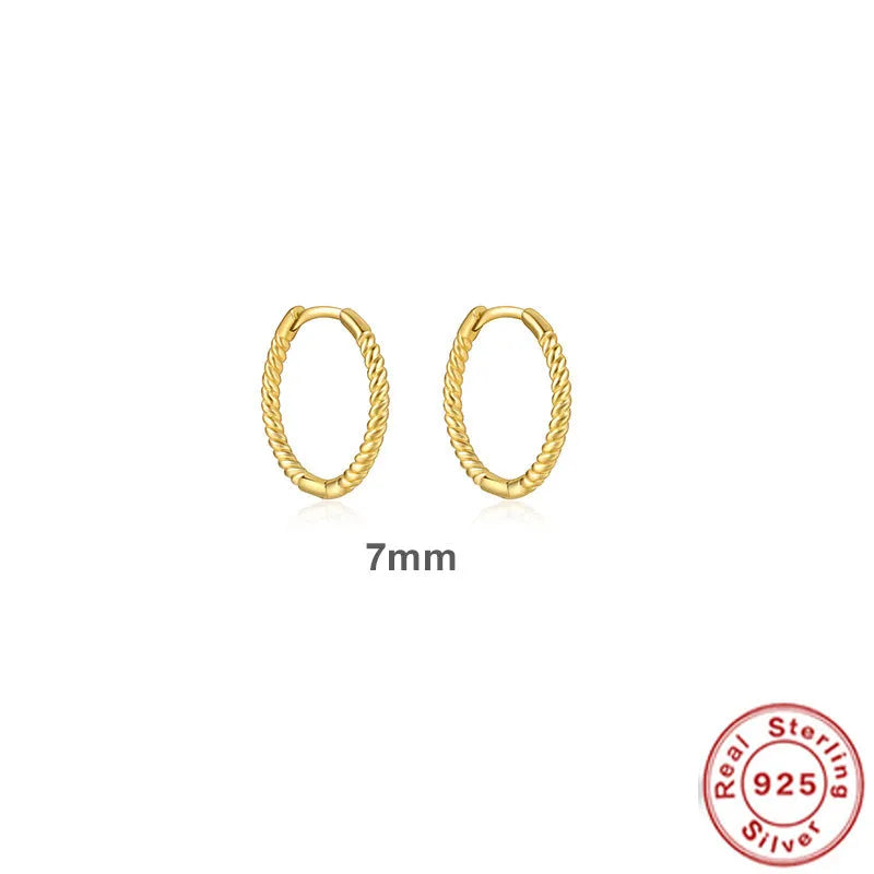 Sterling silver twisted ring earrings in geometric round design with gold or platinum finish