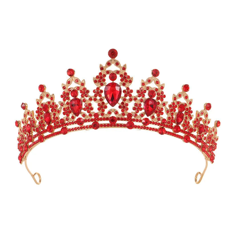 Baroque bridal crown headdress with rhinestone detailing on alloy base in multiple colour variations