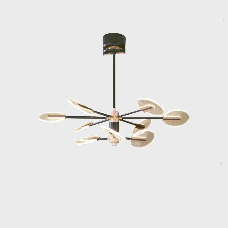 Nordic iron frame LED chandelier pendant lamp with acrylic diffuser, shown in a multi-head configuration