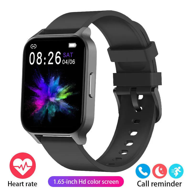 Smart colour screen health watch with black mesh strap displaying heart rate monitoring interface