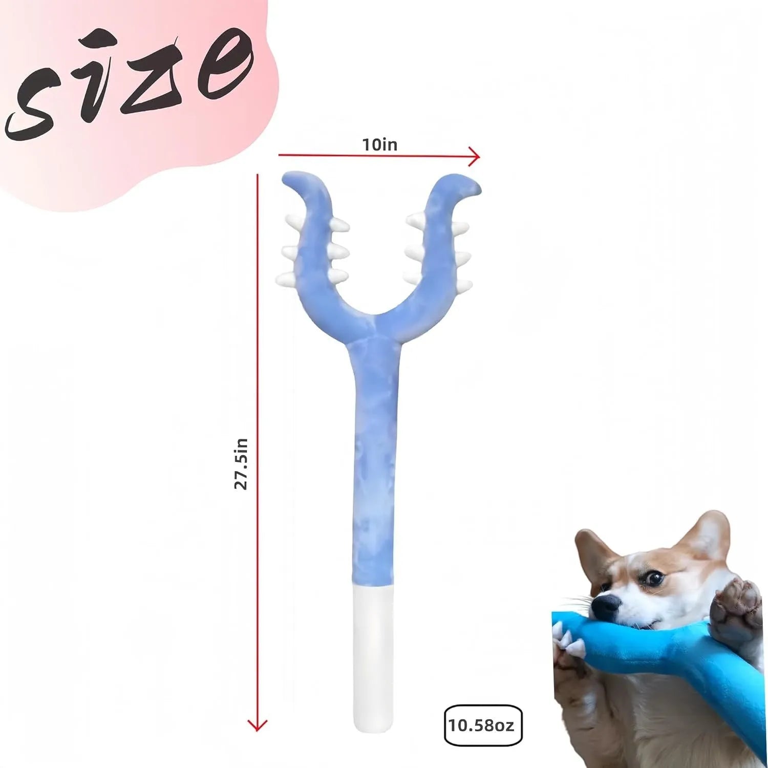 Blue or pink plush cat wand toy measuring 70cm long for interactive pet play