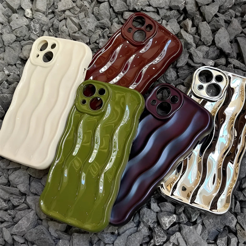 Water ripple pattern silicone iPhone 17 phone case showing textured surface in available colour options