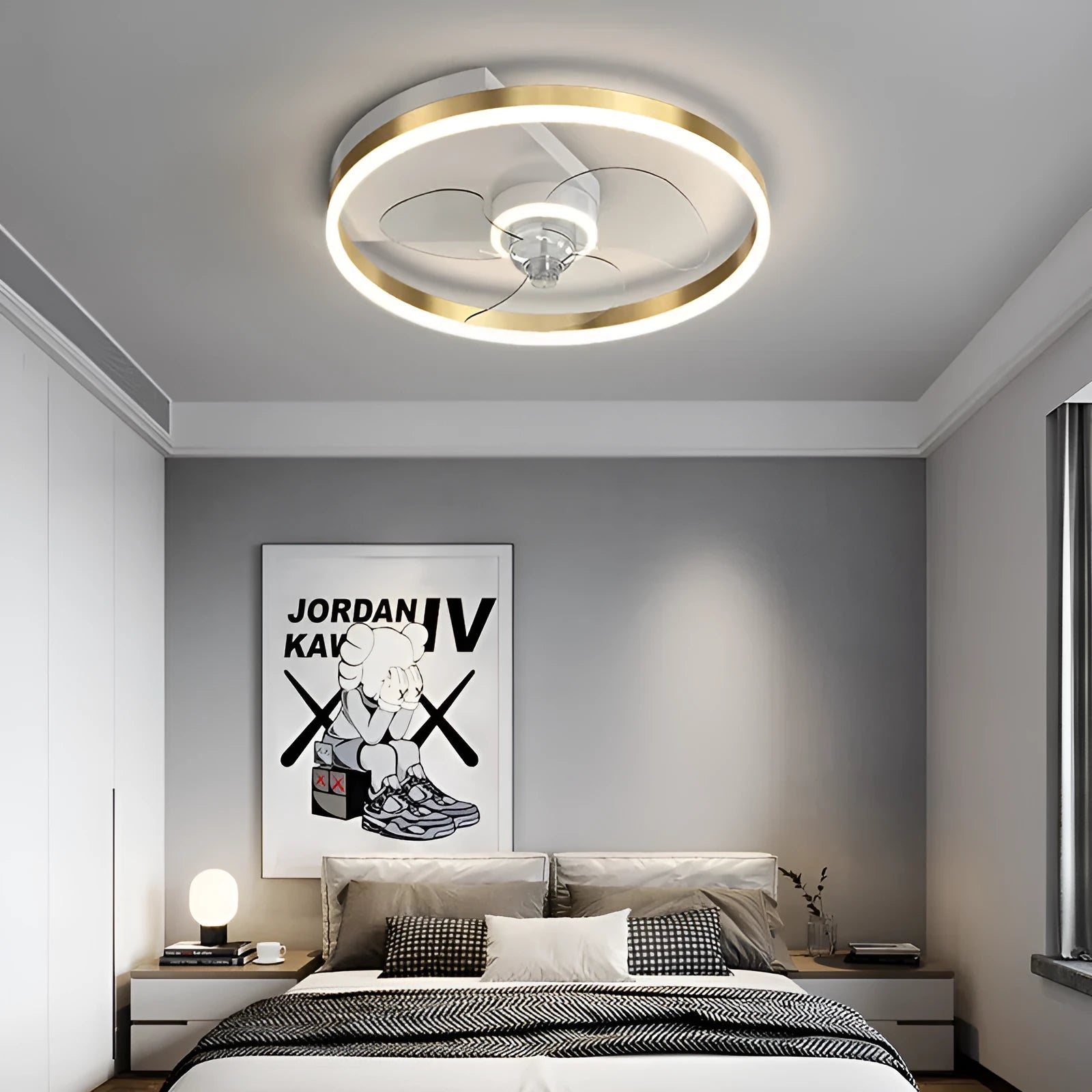 Landi simple modern Nordic style Tieyi ceiling lamp with iron body for a children's room.