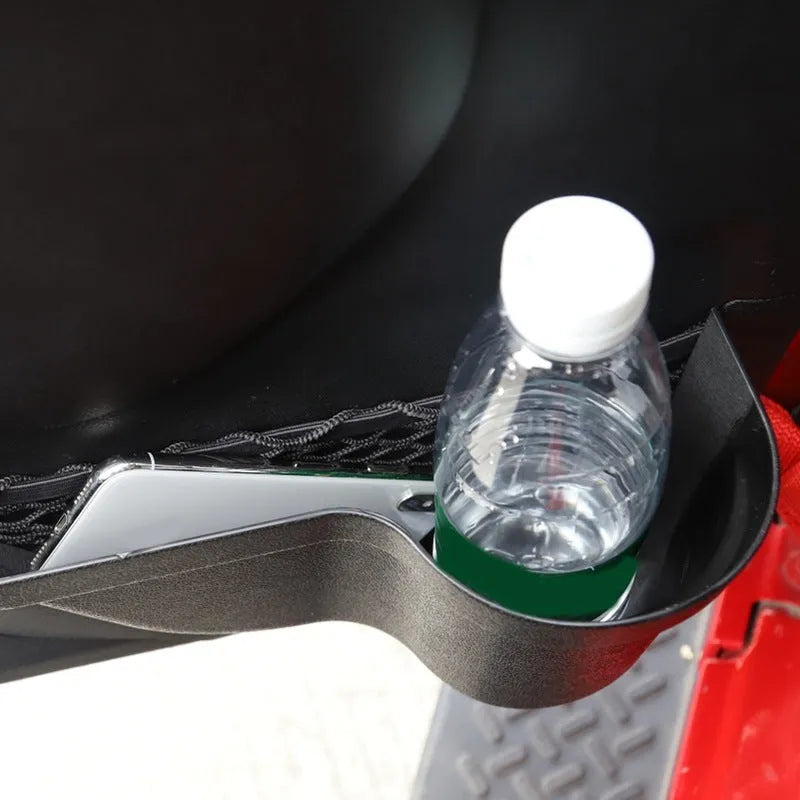 Black aluminium alloy car interior net pocket storage box with dual compartments
