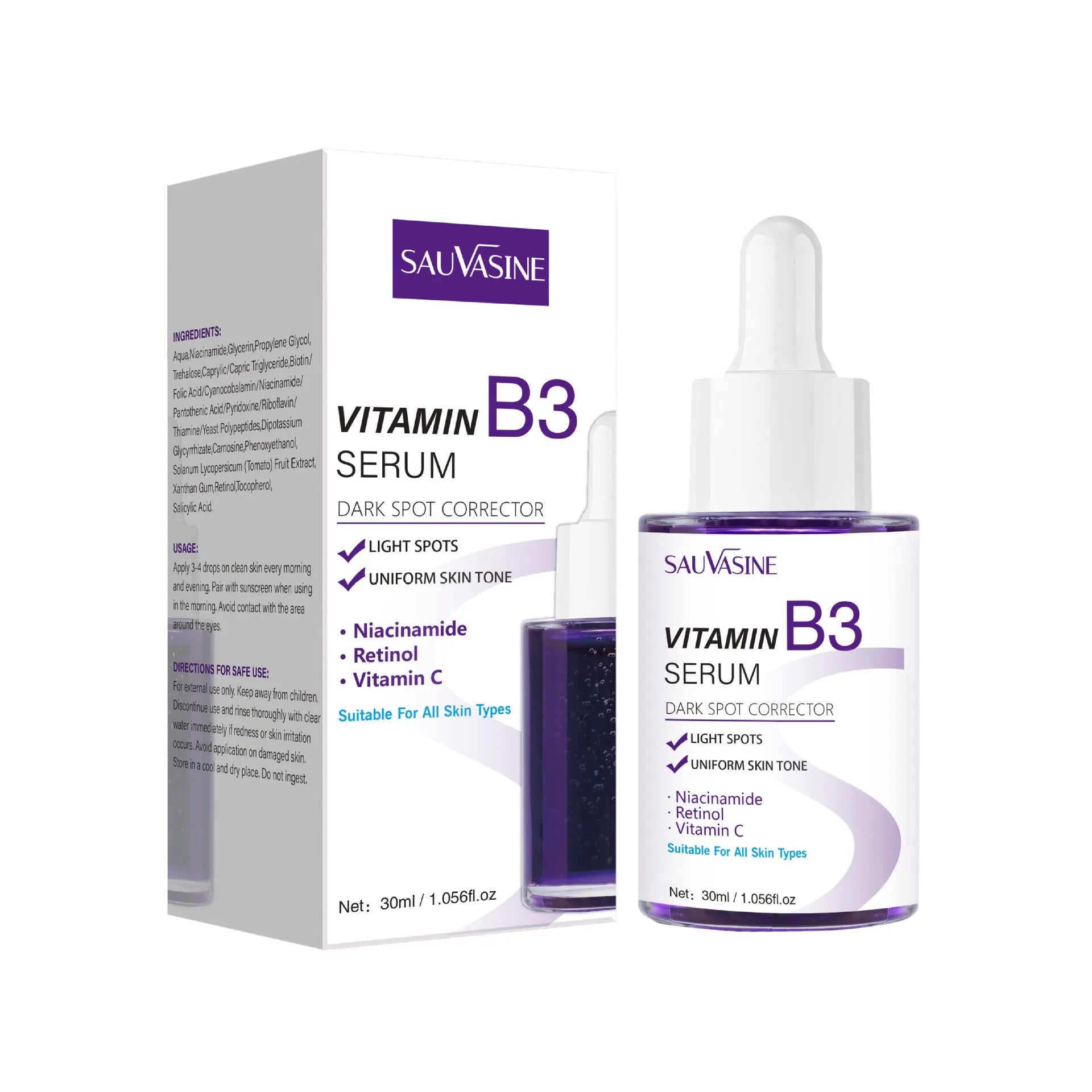30ml bottle of Vitamin B3 nourishing, moisturising and firming facial essence.