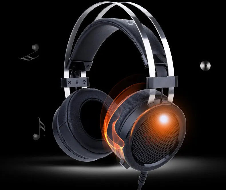Black computer gaming headset with 3.5mm plug and 2 metre cable for PC gaming