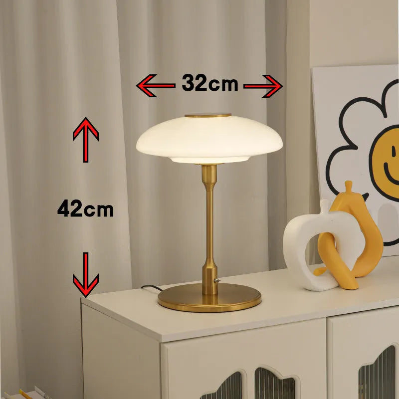 Vintage nickel-plated bedside lamp with Korean styling in golden white colour