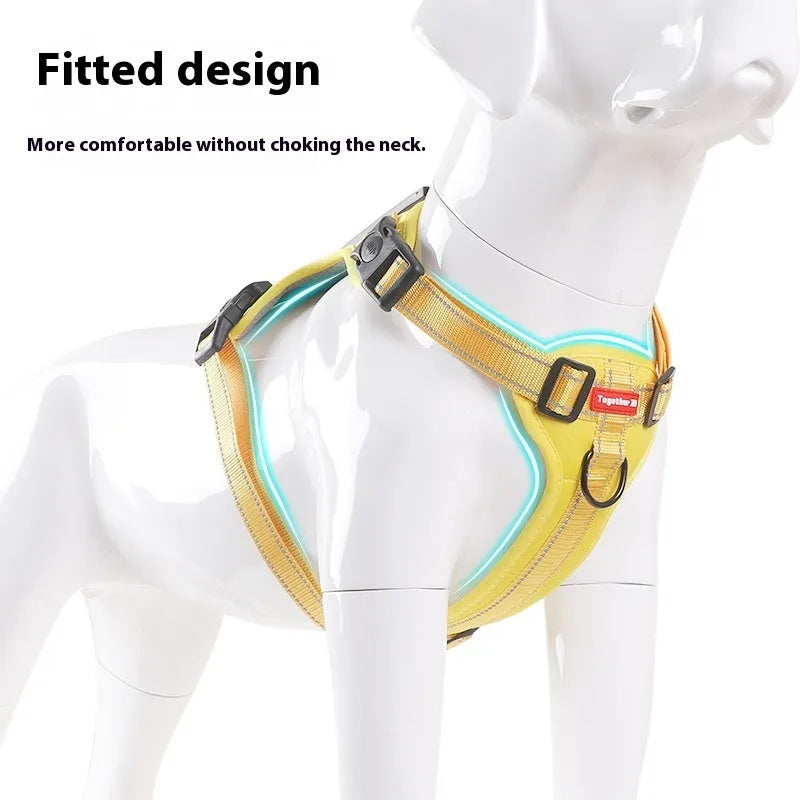 Polyester dog chest harness traction rope in multiple colours with size options