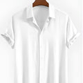 Men's loose fit short sleeve cardigan in solid colour for summer beachwear