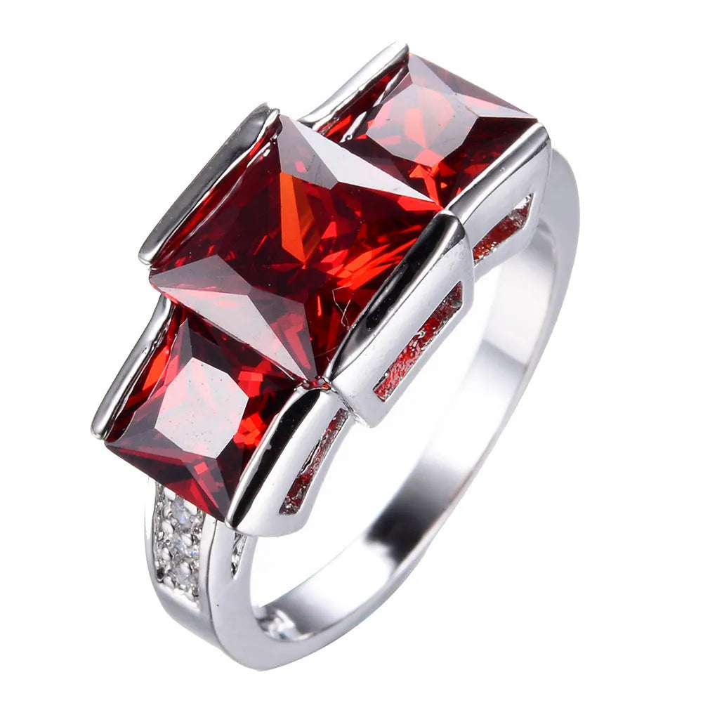 Copper electroplated geometric ring in multiple colours showing size range 6 to 10