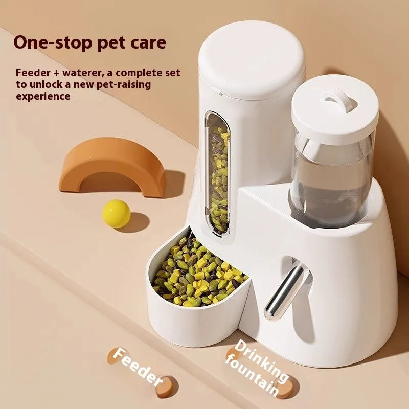 Hamster automatic drinking water feeder with integrated food basin in blue colour