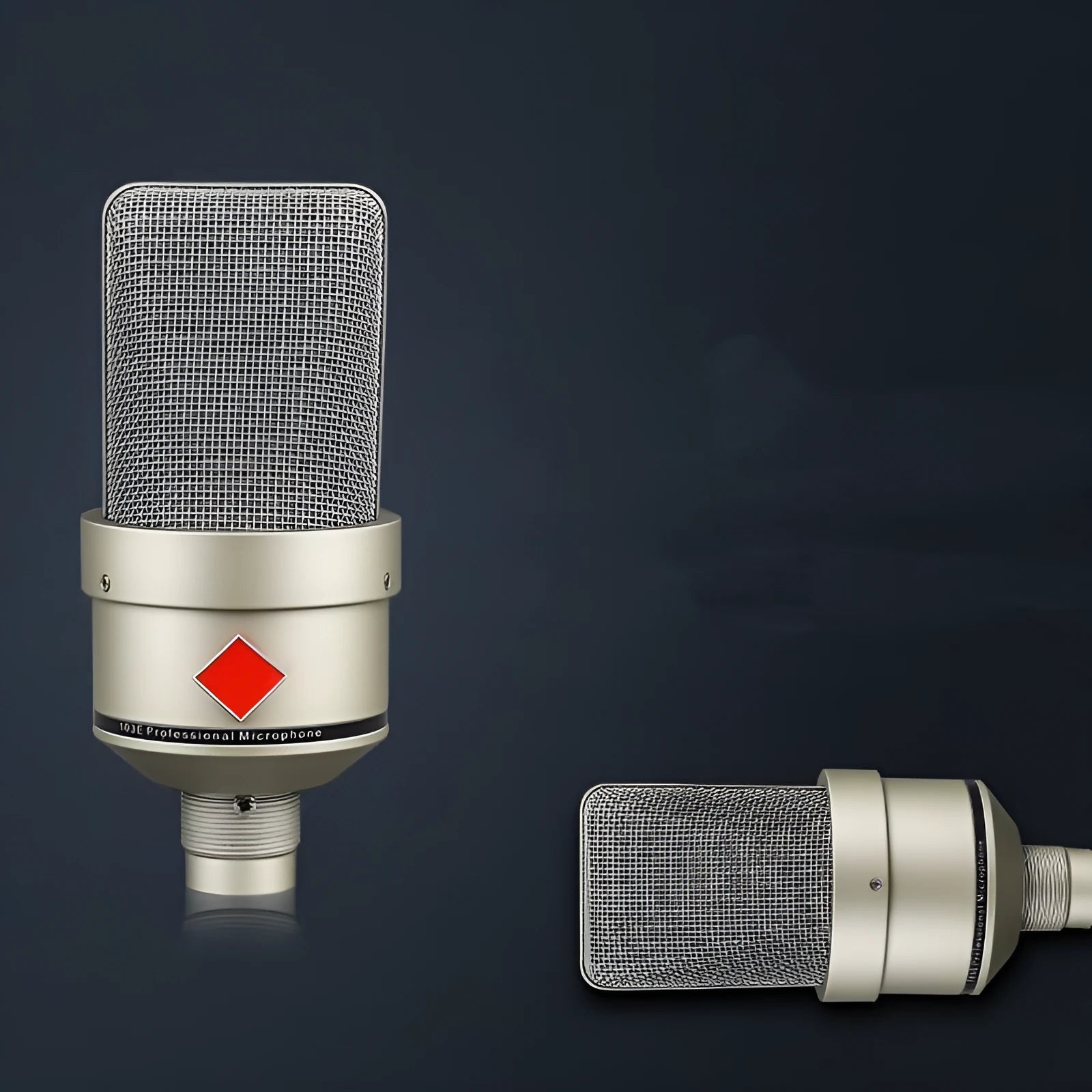 Wired condenser microphone with stand in champagne gold or black gold finish for vocal recording