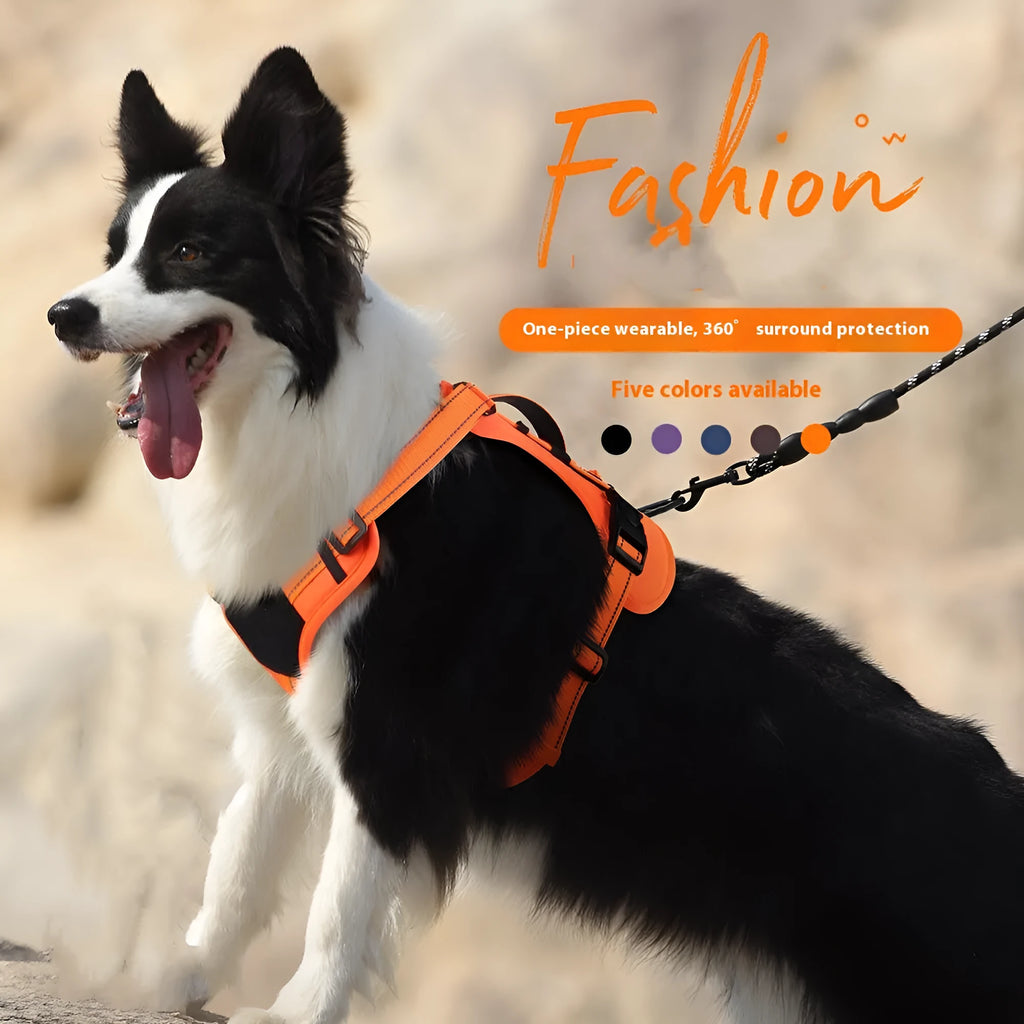 Reflective dog vest harness with hand-holding rope attachment in multiple colours and sizes